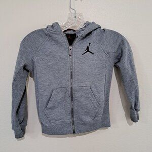 Nike Air Jordan Youth full zip hoodie size small grey with logo on chest